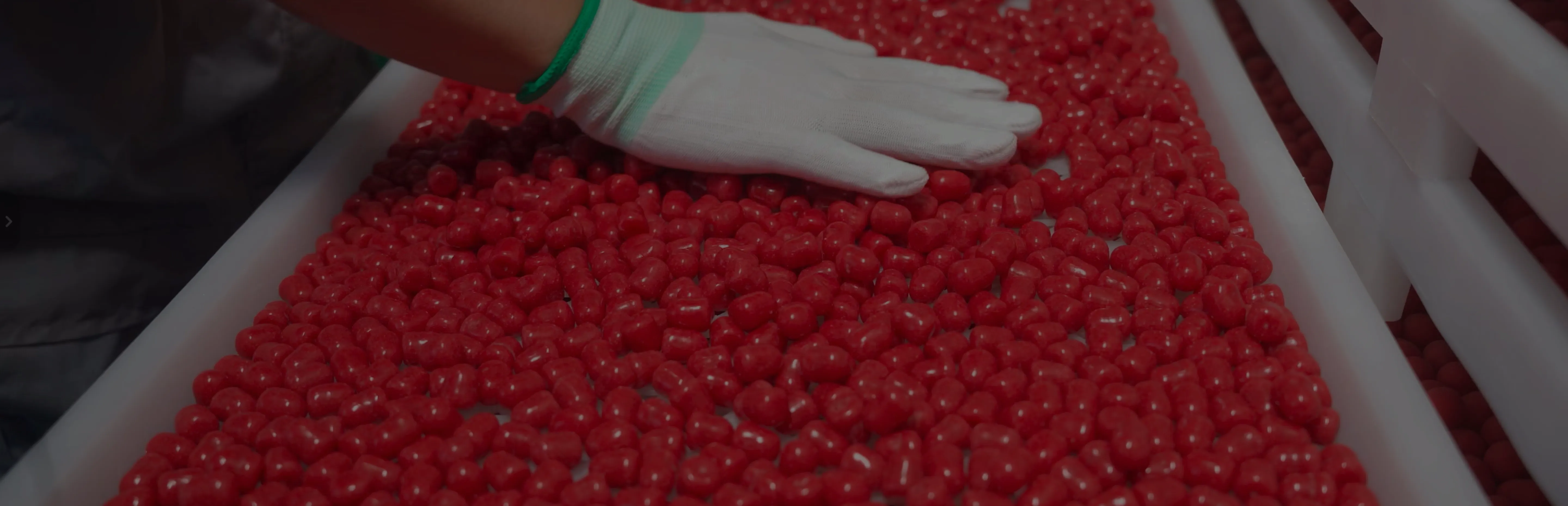 Bulk red gummy candies ready for wholesale orders at Sweeto factory