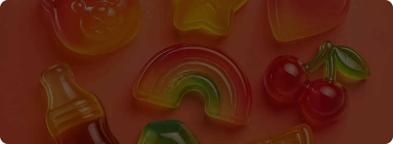 Assorted gummy candies from Sweeto Sweets in mixed shapes and colors